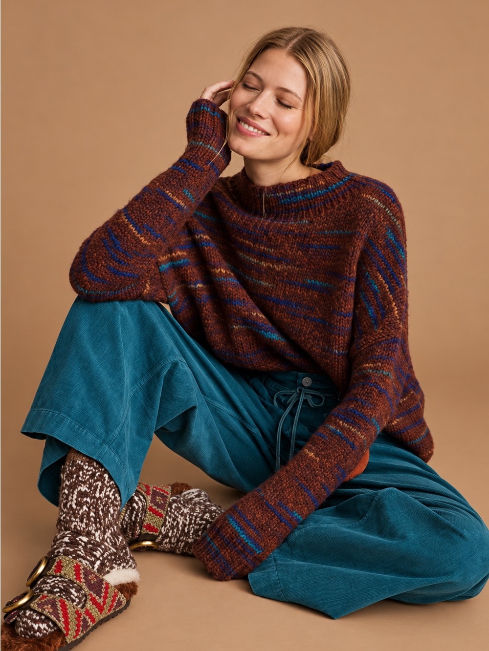 Space Dyed Mock Neck Sweater